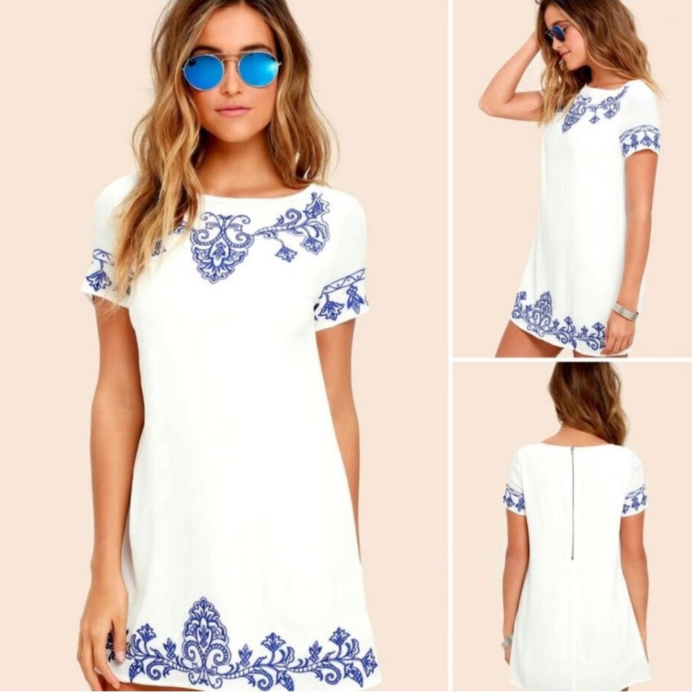 Lulus Tale to Tell Short Sleeve Mini Dress